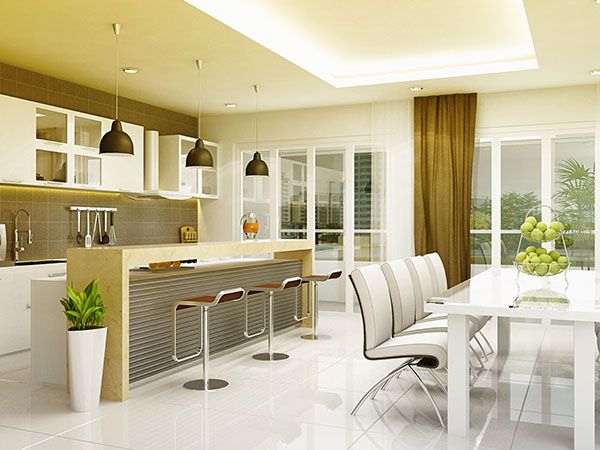 Thiết kế phòng khách liền bếp